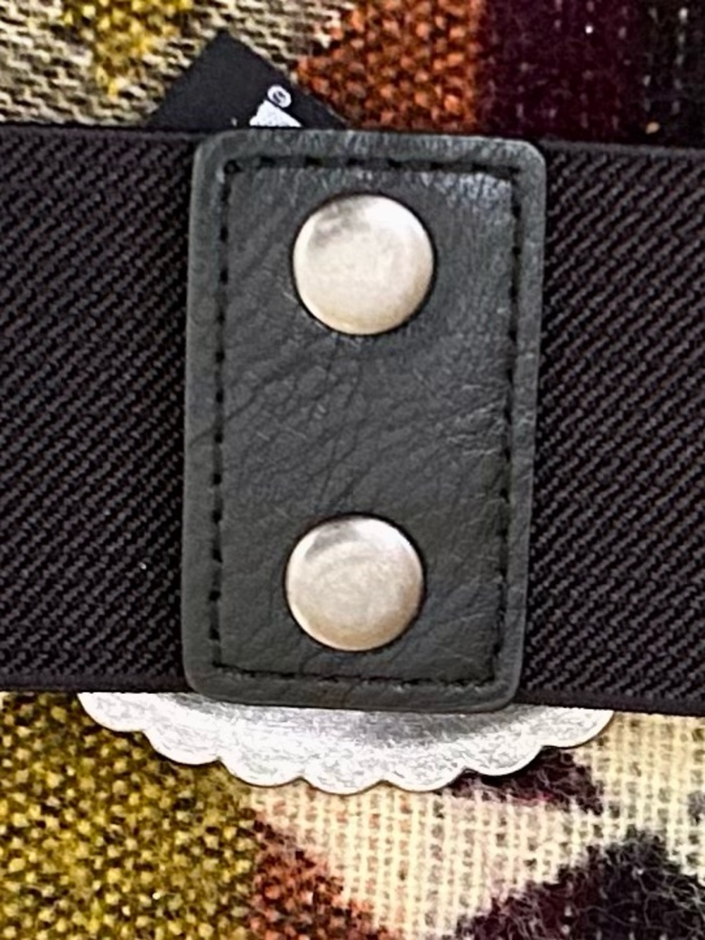 Antthony Orig Silver Conchos w/ Turquoise Oval Center Snap Stretch Elastic Belt - Picture 2 of 9